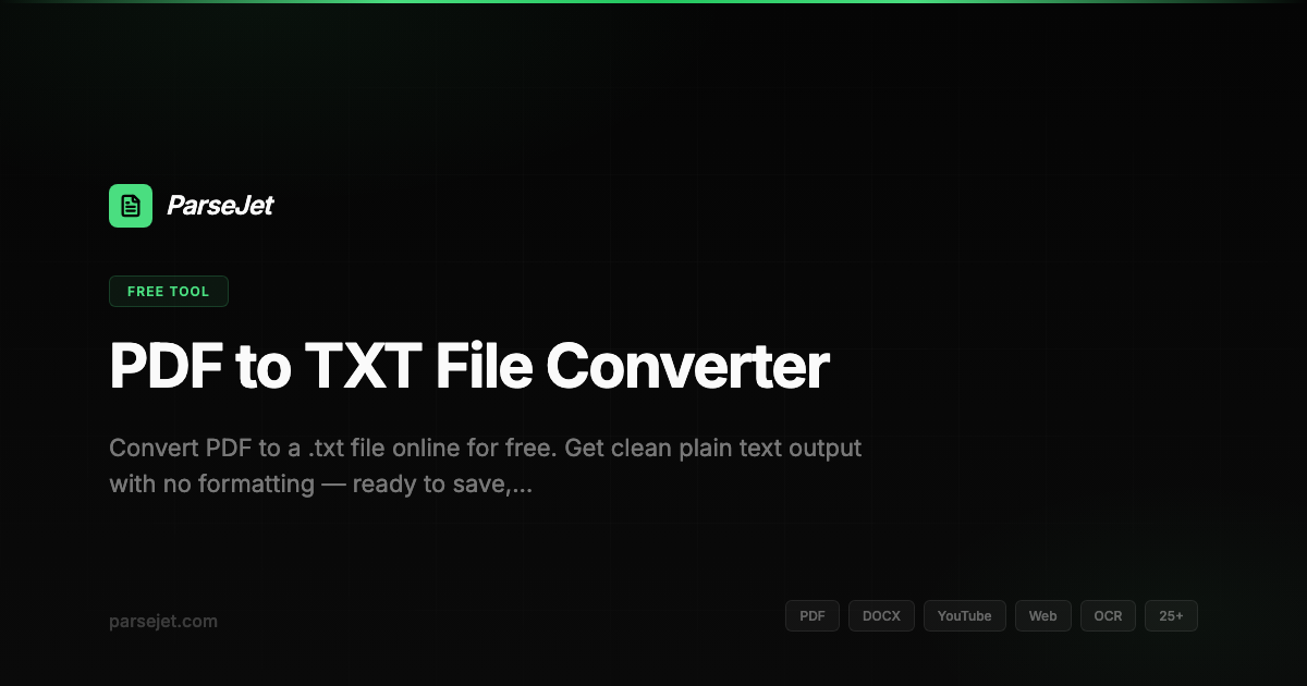 Conversor de PDF para Arquivo TXT — Salve PDF como .txt Online | ParseJet
